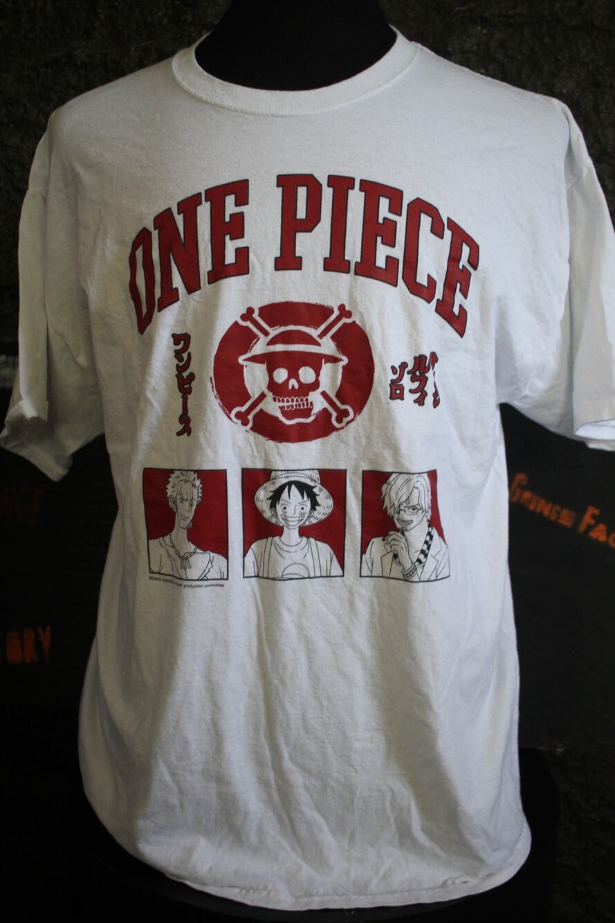 One Piece Anime Graphic T-Shirt Men's XL White Luffy Zoro Sanji Manga Tee
